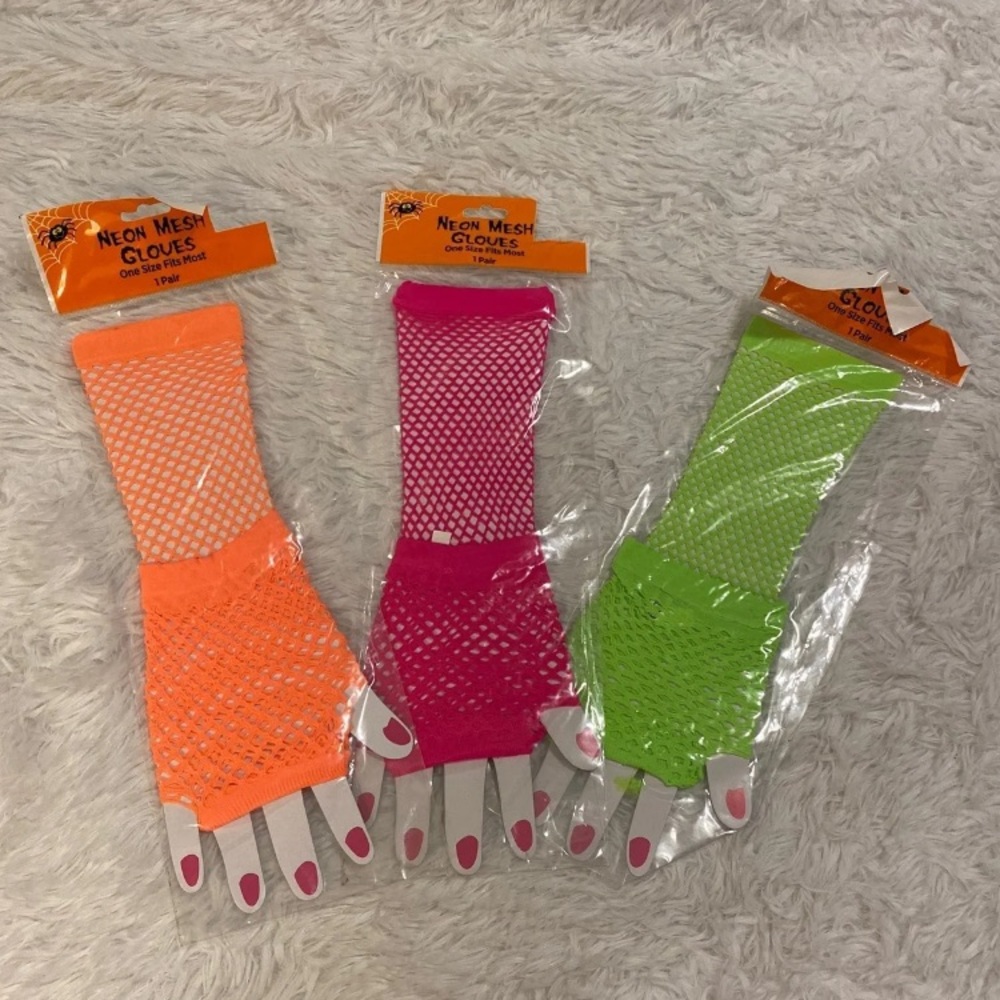 Halloween Bundle of 3 Neon Mesh Gloves